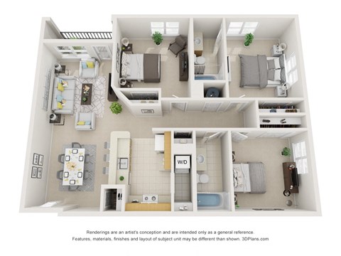 the outlook floor plan of 1 bedroom 1190 sq ft